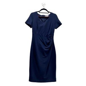 Boden Madison Navy Blue Ponte Knit Ruched Short Sleeve Dress Womens 8